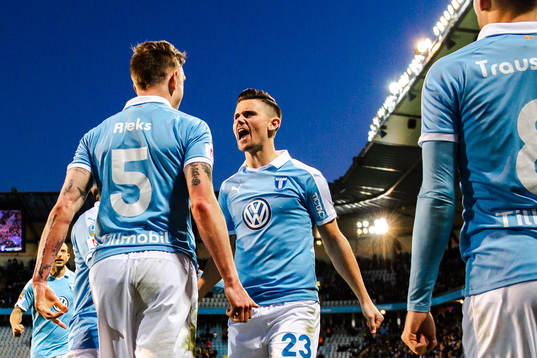 Malmö FFs Marcus Antonsson jublar med Sören Rieks