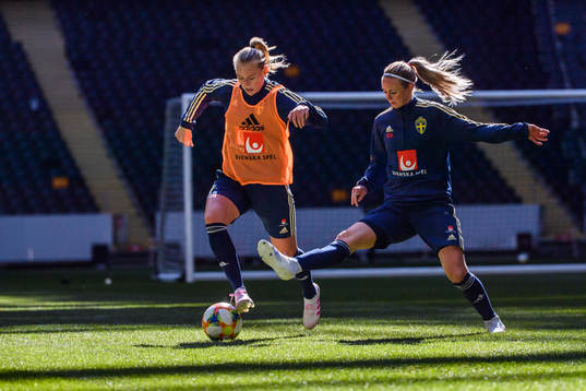 Stina Blackstenius and Amanda Ilestedt of the Swedish women