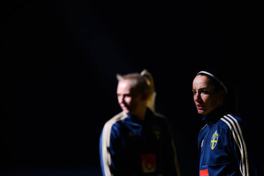 Stina Blackstenius and Kosovare Asllani of the Swedish