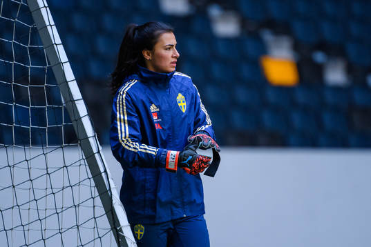 Goalkeeper Zecira Musovic of the Swedish women national