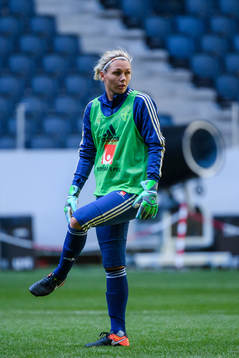 Goalkeeper Jennifer Falk of the Swedish women national