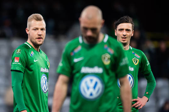 Jönköpings Sebastian Crona och Jetmir Haliti  deppar