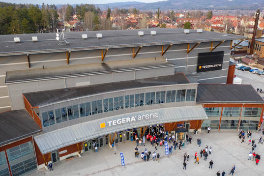 Tegera Arena innan direktkval 4 till SHL mellan Leksand och
