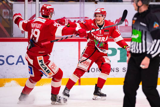 Timrås Ludvig Rensfeldt och Henrik Törnqvist jublar