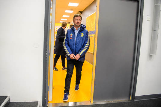 Peter Gerhardsson, head coach of Sweden at a press
