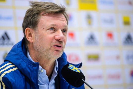 Peter Gerhardsson, head coach of Sweden at a press