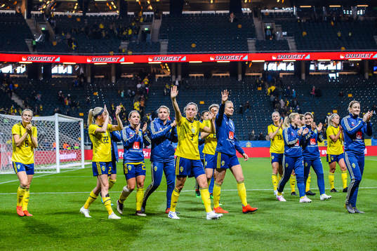 Players of Sweden celebrate
