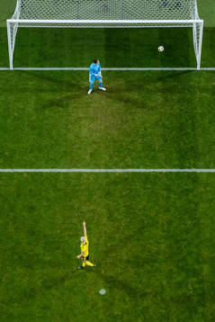 Caroline Seger of Sweden scores the 1-2 goal behind