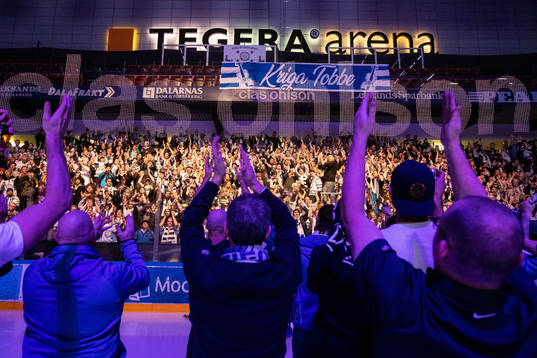 Leksands fansen firar i Tegera Arena