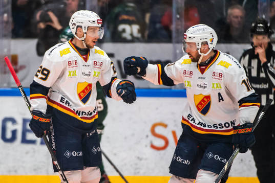 Djurgårdens Sebastian Strandberg och Niclas Bergfors jublar
