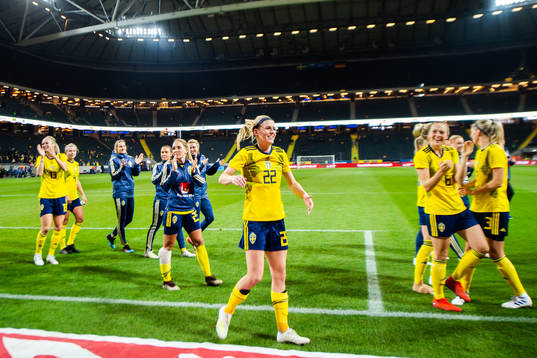 Olivia Schough of Sweden celebrates