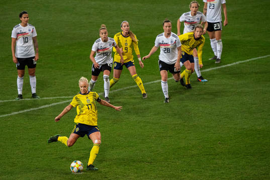 Caroline Seger of Sweden takes a penalty