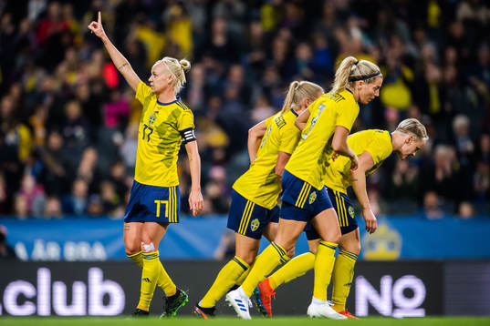 Caroline Seger of Sweden celebrates