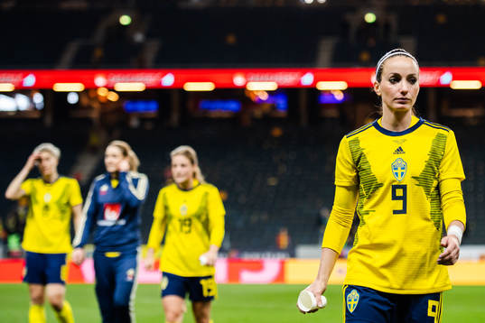 Kosovare Asllani of Sweden looks dejected