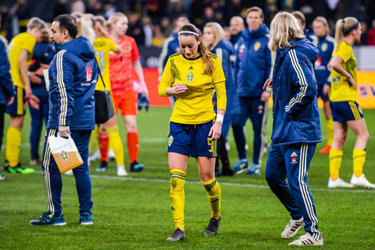 Kosovare Asllani of Sweden looks dejected