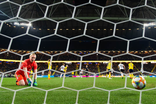Goalkeeper Hedvig Lindahl of Sweden looks dejected