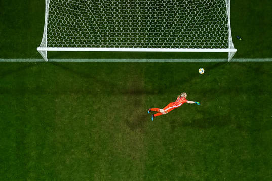 Goalkeeper Hedvig Lindahl of Sweden lets in the 0-2 goal