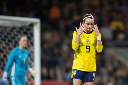 Kosovare Asllani of Sweden looks dejected
