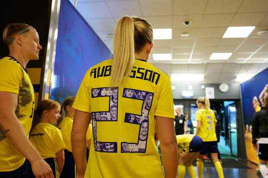 Elin Rubensson of Sweden in the players tunnel