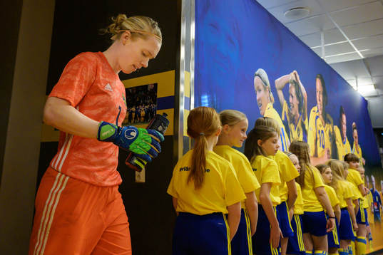 Goalkeeper Hedvig Lindahl of Sweden in the players tunnel