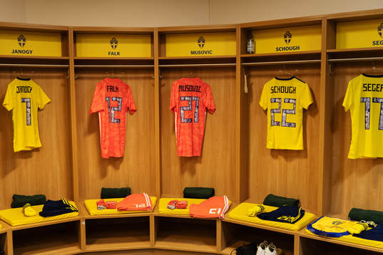 Jerseys of Madelen Janogy, goalkeeper Jennifer Falk,