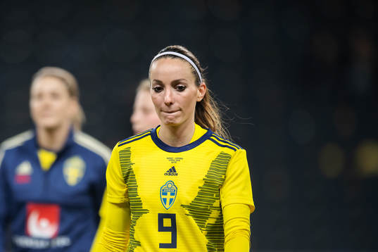 Kosovare Asllani of Sweden looks dejected
