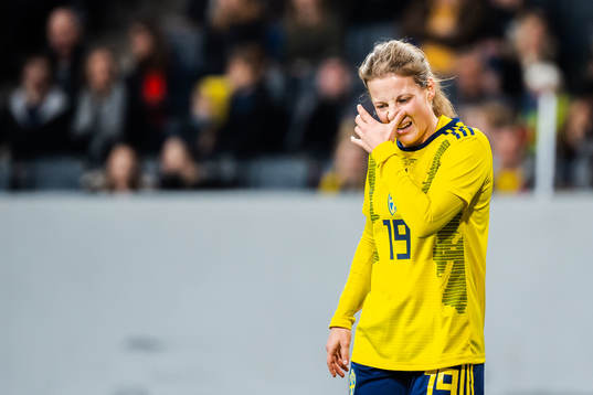 Anna Anvegård of Sweden looks dejected