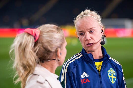 Anna Brolin and Caroline Seger of Sweden in the Cmore