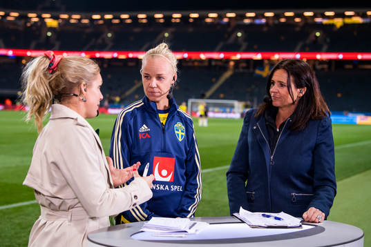 Anna Brolin, Malin Swedberg and Caroline Seger of Sweden in