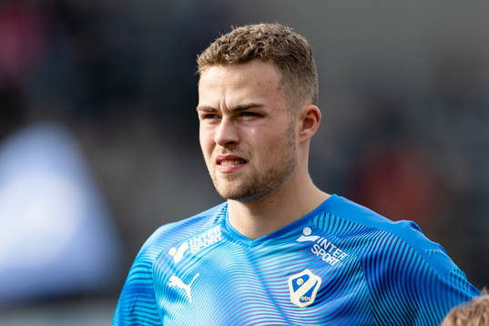 Halmstads Gabriel Gudmundsson före fotbollsmatchen i