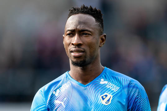 Halmstads Sadat Karim före fotbollsmatchen i Superettan