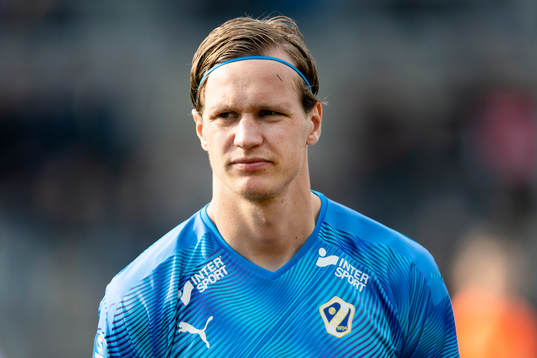 Halmstads Alexander Berntsson före fotbollsmatchen i