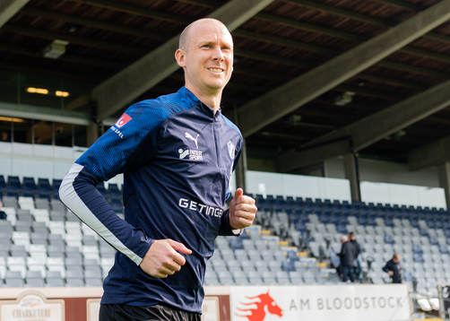 Halmstads Andreas Johansson före fotbollsmatchen i