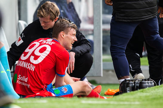 Helsingborgs Andri Bjarnason har ont