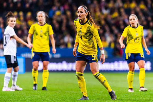 Hanna Glas, Kosovare Asllani and Elin Rubensson of Sweden
