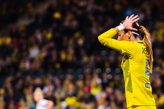 Kosovare Asllani of Sweden looks dejected