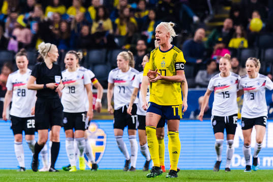 Caroline Seger of Sweden looks dejected