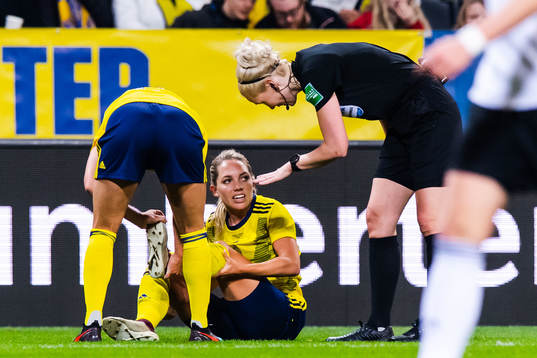 Elin Rubensson of Sweden in pain