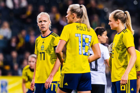 Caroline Seger, Fridolina Rolfö and Magdalena Eriksson of