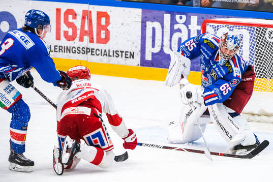 Oskarshamns målvakt Christoffer Rifalk och Timrås Anton