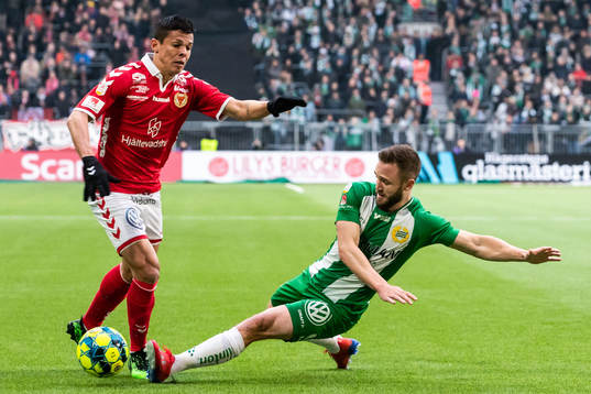 Kalmars Romário Pereira Sipião och Hammarbys Mats Solheim