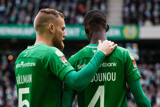 Hammarbys David Fällman och Kossounou Odilon innan