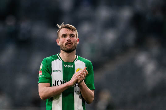 Hammarbys Mads Fenger Nielsen tackar publiken