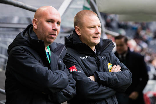 Hammarbys chefsscout Mikael Hjelmberg och tränare Stefan