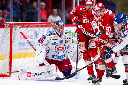 Oskarshamns målvakt Christoffer Rifalk och Timrås Anton