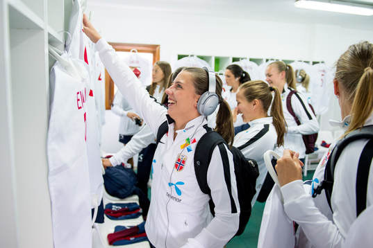 Cecilie Redisch Kvamme of Norway in the dressing room