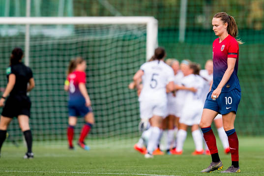Caroline Graham Hansen of Norway looks dejected
