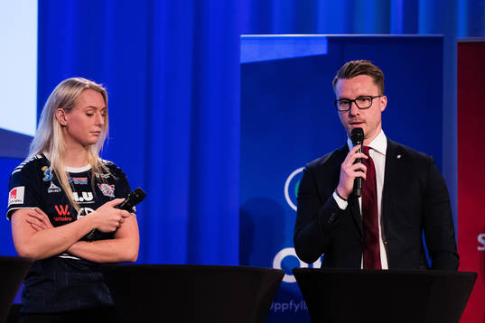 Stina Blackstenius och tränare Olof Unogård, Linköping
