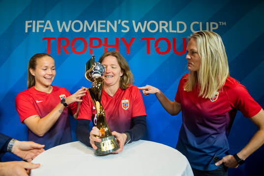 Guro Reiten, Hege Riise and Ingrid Hjelmseth of Norway