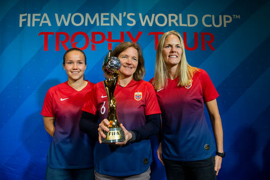 Guro Reiten, Hege Riise and Ingrid Hjelmseth of Norway